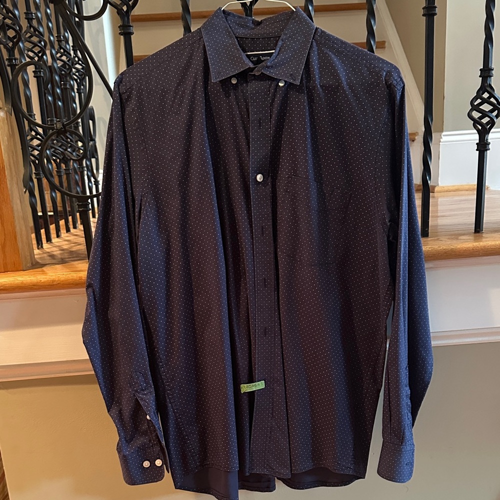 Club Room Dark Blue Casual Button Down Shirt